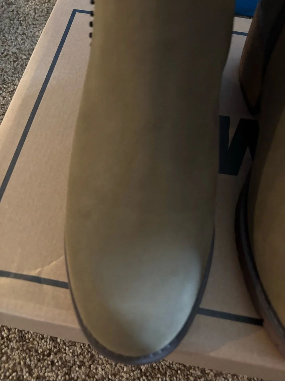Women's Olive Chunky Ankle Heel Boots  with Decorative Trim. Size 9.